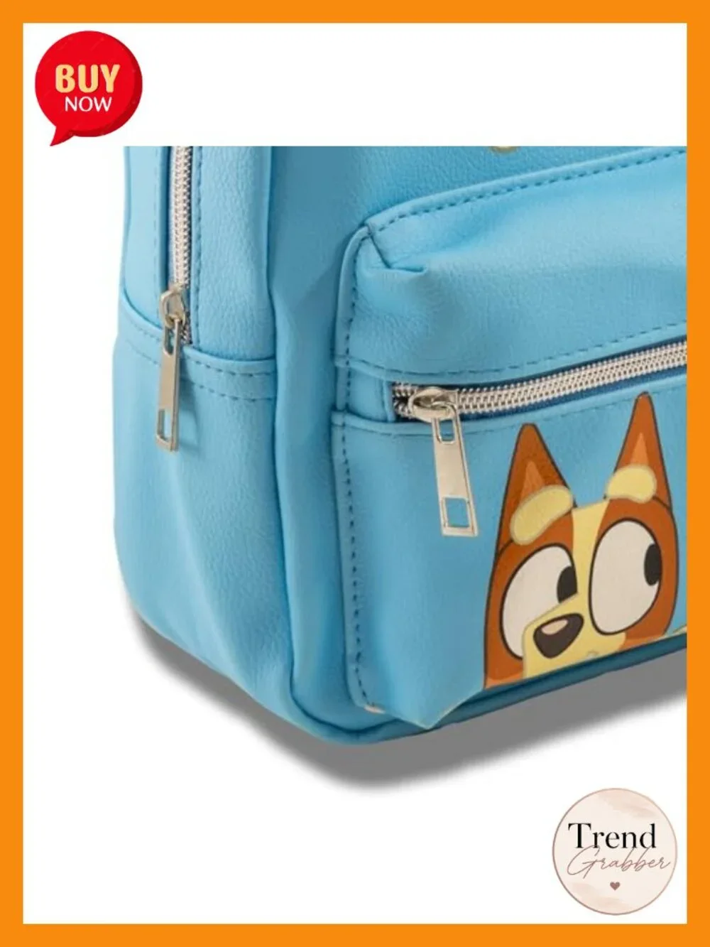 Official Bluey Mini Backpack Purse, PU Leather Kids Travel Bag, 10.2